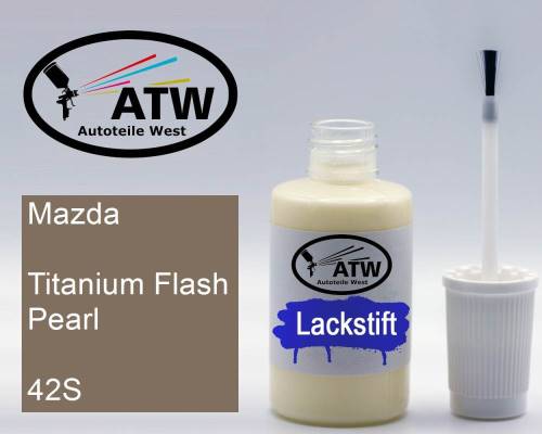 Mazda, Titanium Flash Pearl, 42S: 20ml Lackstift, von ATW Autoteile West.